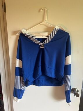 Altar'd State Royal Blue Striped Sailor Pullover